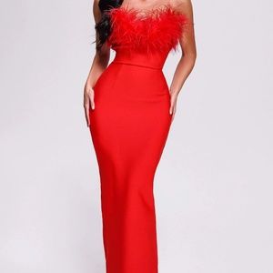 Hilda Feather Maxi Bandage Dress